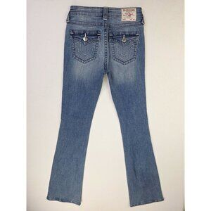True Religion Size 27X34 Womens Becca Mid Rise Bootcut Blue Denim 5 Pocket Jeans